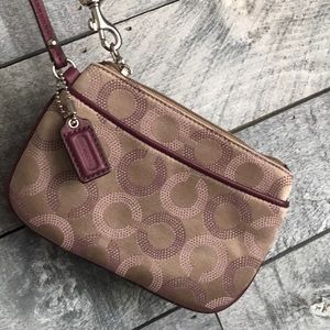 Coach satin purple C wristlet EUC